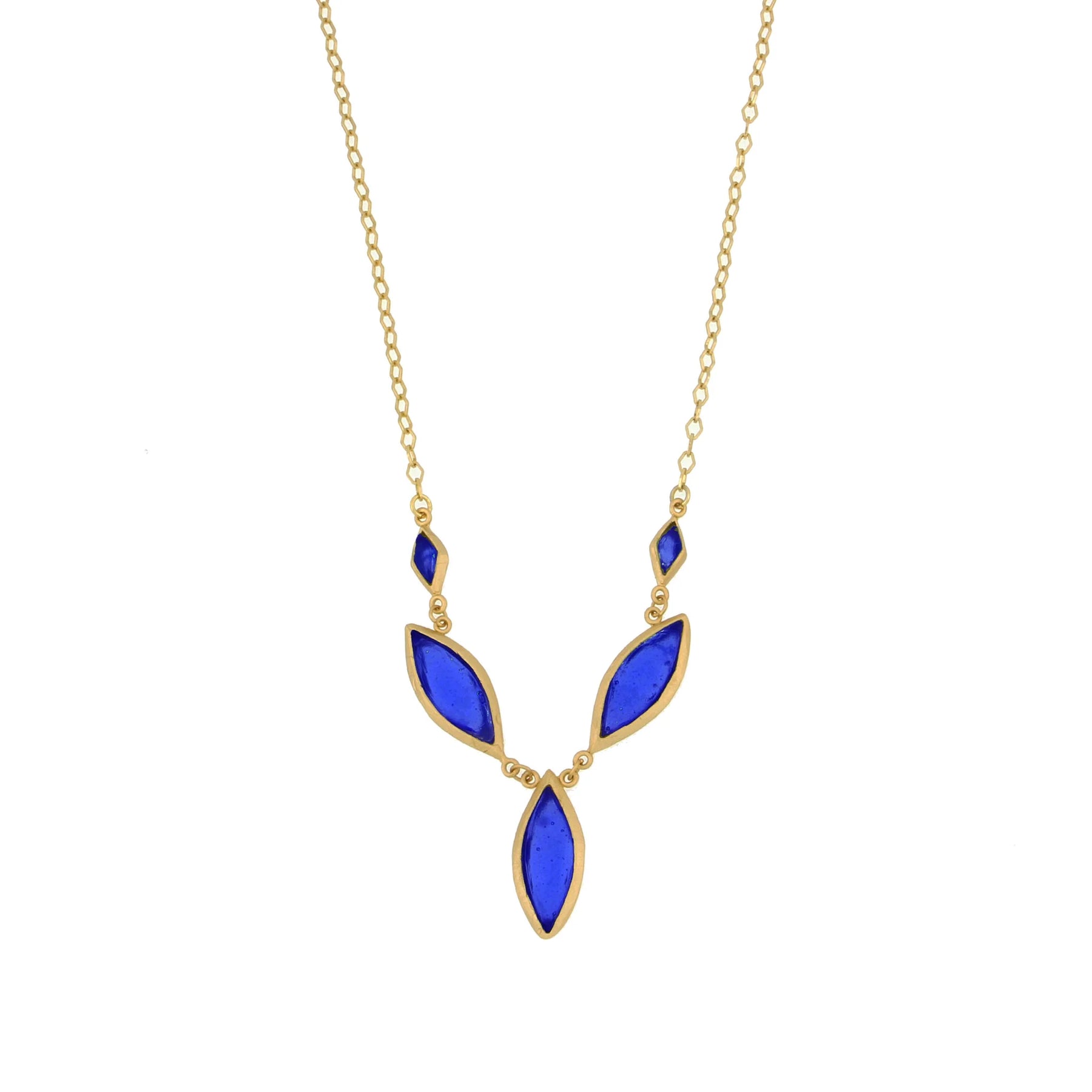 Marquise 16" Adj. Necklace Cobalt