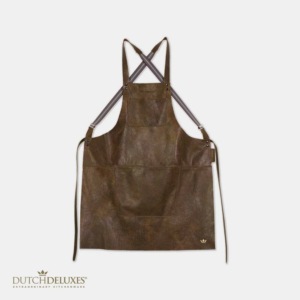 Suspender Apron - Vintage Brown Leather