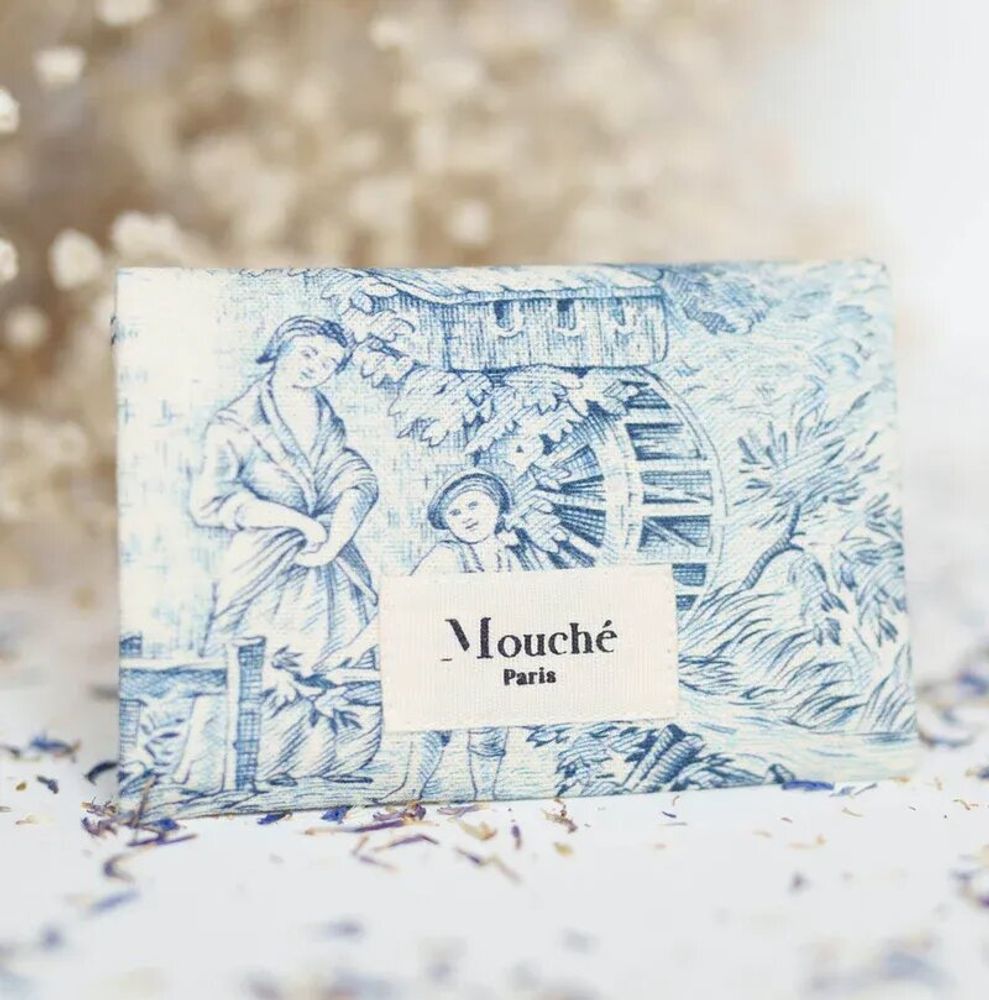 Duo Pouch with 2 Handkerchiefs - Toile de Jouy Blue