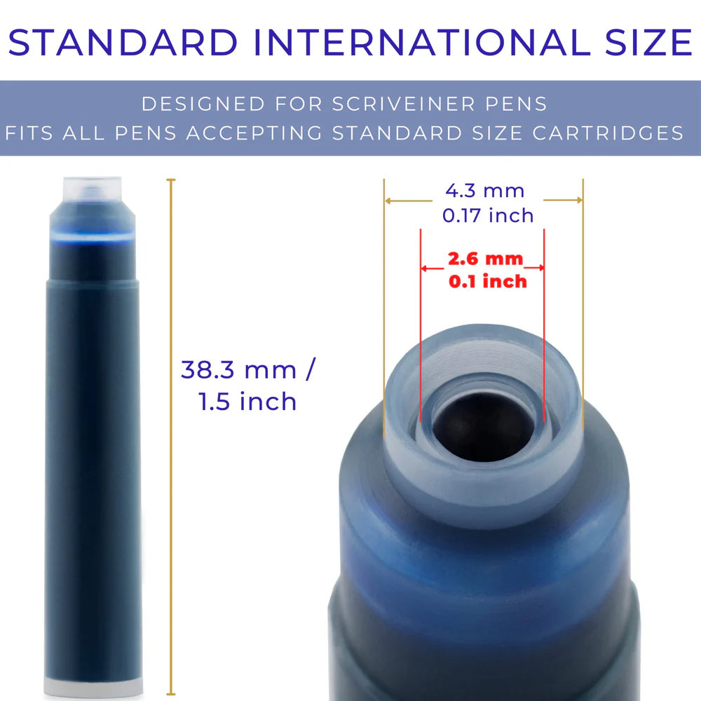 Blue Fountain Pen Refill Cartridges (20 pack)