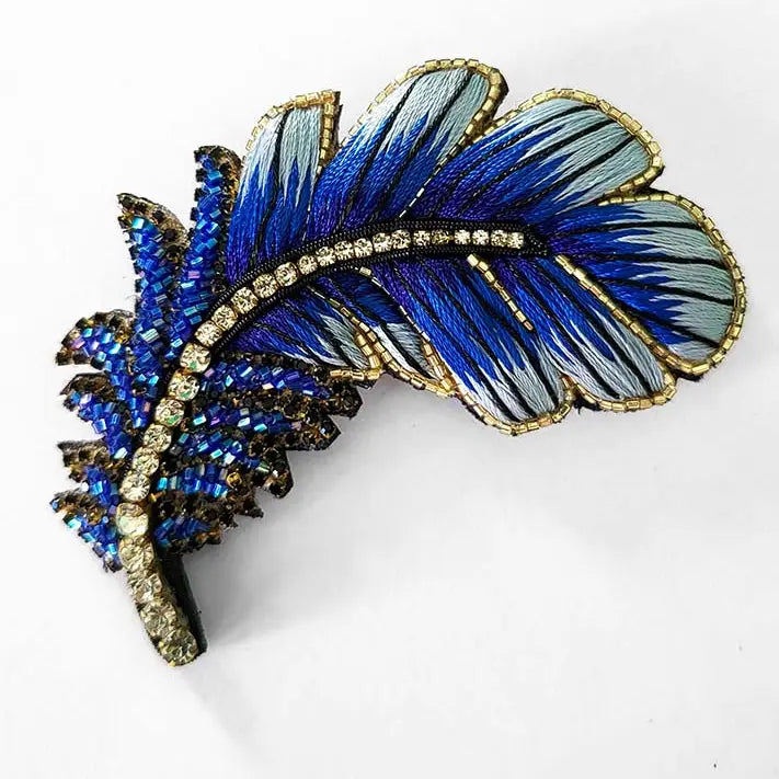 Blue Feather Brooch