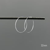 H-SS 32 | Silver Thin Wire Hoop Earrings (32mm)