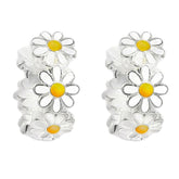 HS387 | Silver Enamel Daisy Earrings