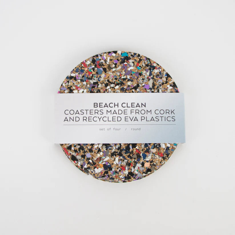 Beach Clean Pebble Round Coasters (Set of 4)