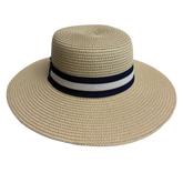Stripe Boater Hat - Natural/Navy