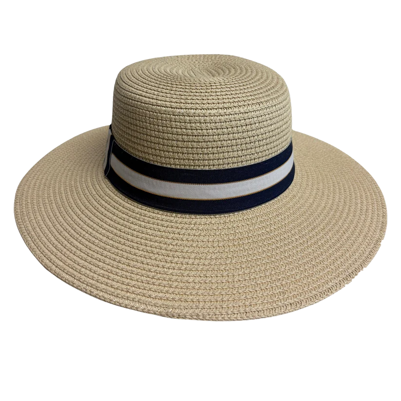 Stripe Boater Hat - Natural/Navy
