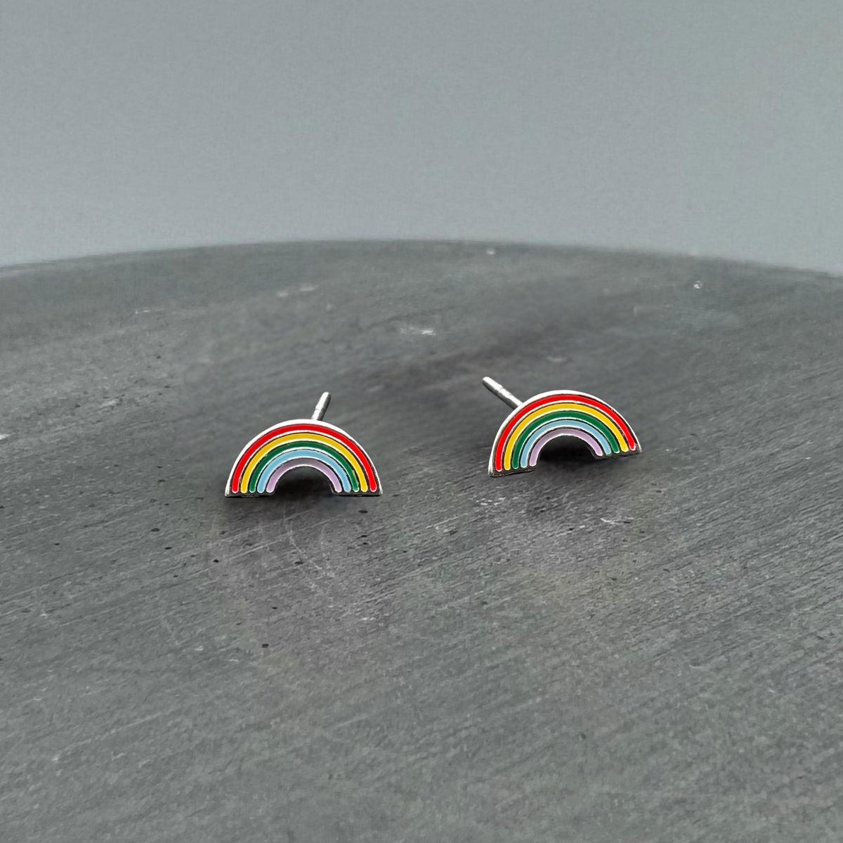 STS300 | Silver Rainbow Enamel Stud Earrings