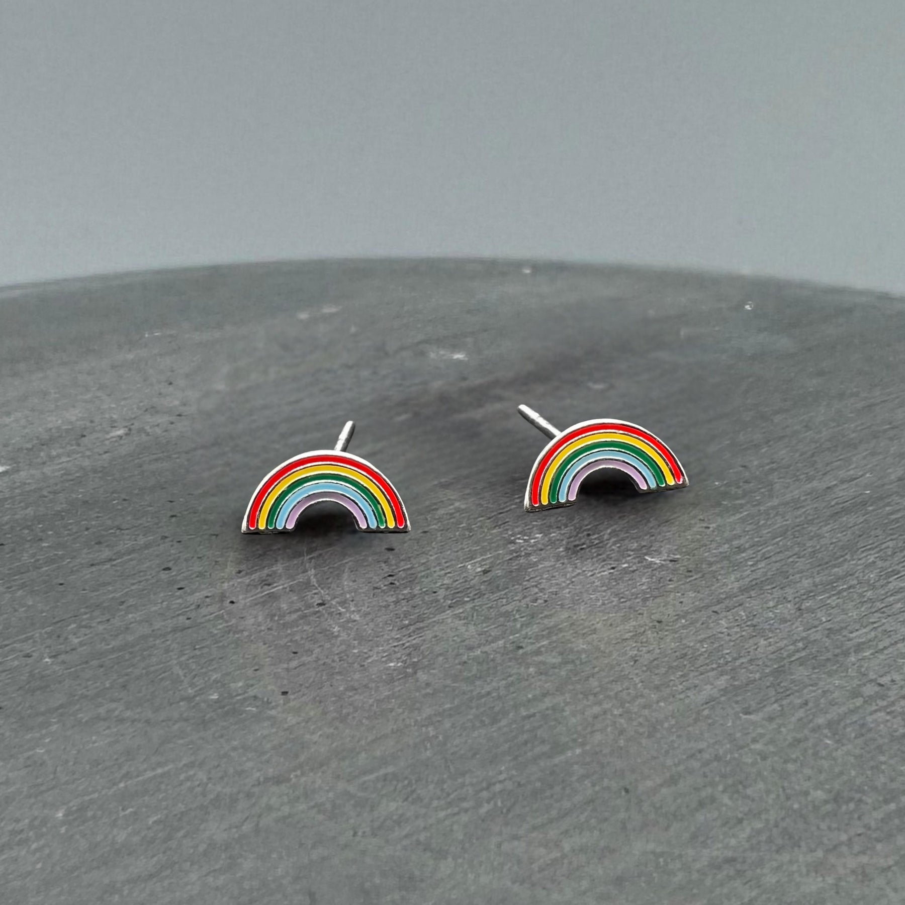 STS300 | Silver Rainbow Enamel Stud Earrings