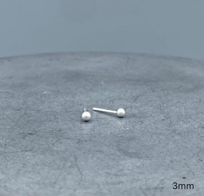 BLLER 3 | Silver Ball Stud Earrings