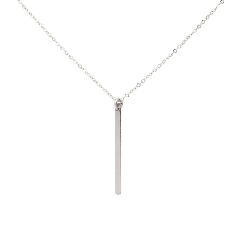 N011H | Silver Sleek Vertica Bar Necklace