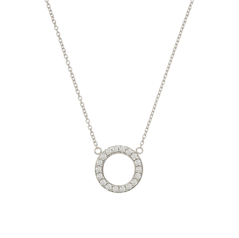 N245 | Silver CZ Sparkle Circle Necklace