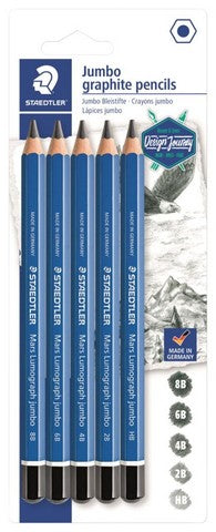 Staedtler Mars Lumograph Jumbo Graphite 5 pc Set (MS100JSBK5)