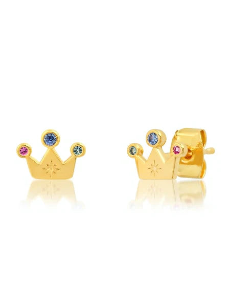 Gold Crown Post Earrings