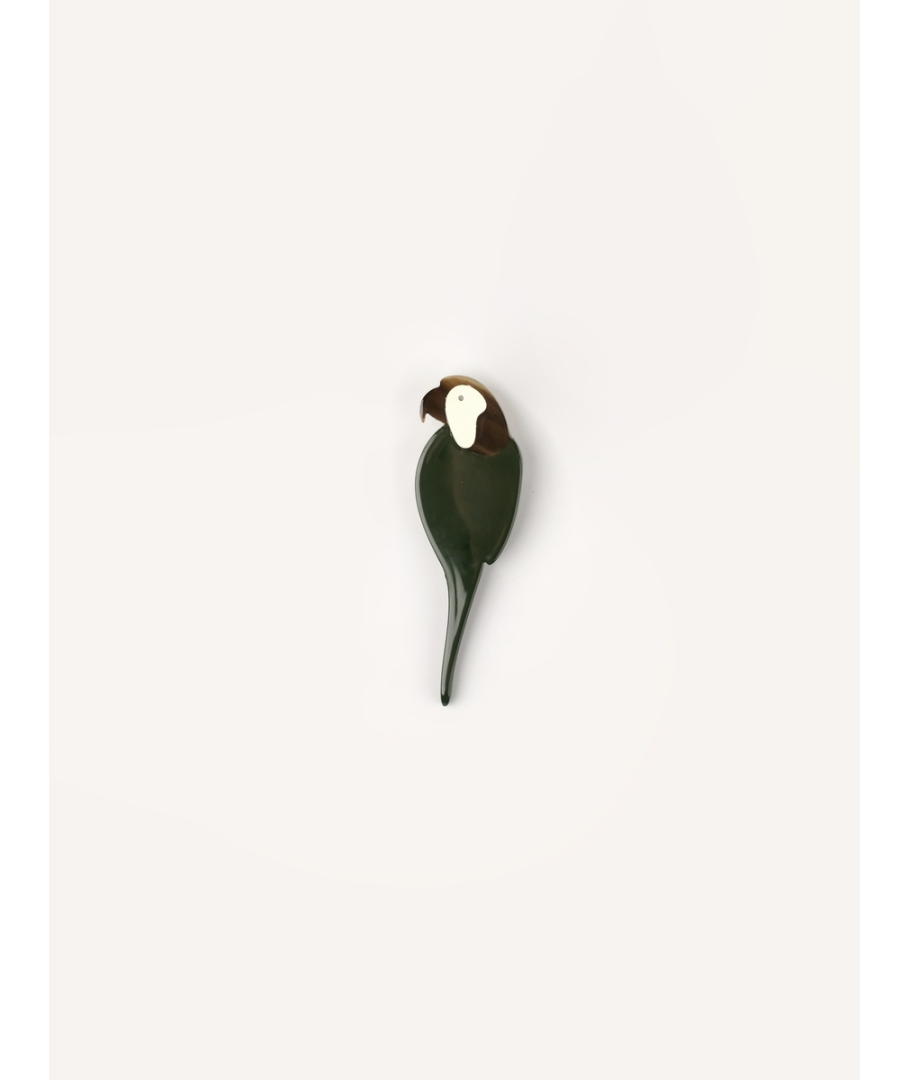 Ara Parrot Pin - Horn w/Lacquer in Cream and Khaki