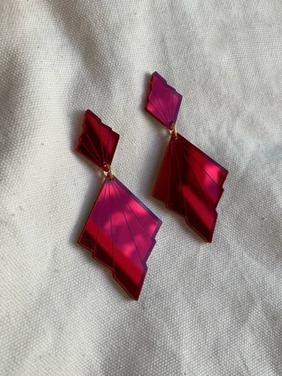 Art Deco Red Drop Earrings