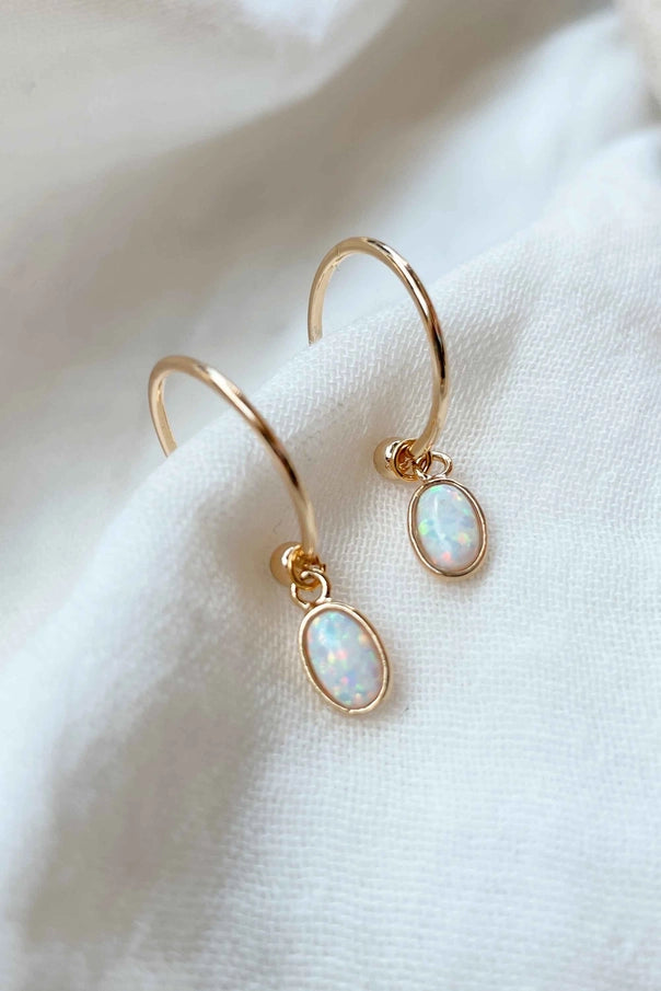 Aura Opal Hoop Earrings