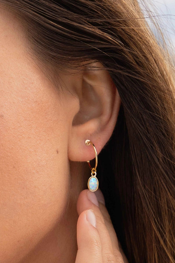 Aura Opal Hoop Earrings