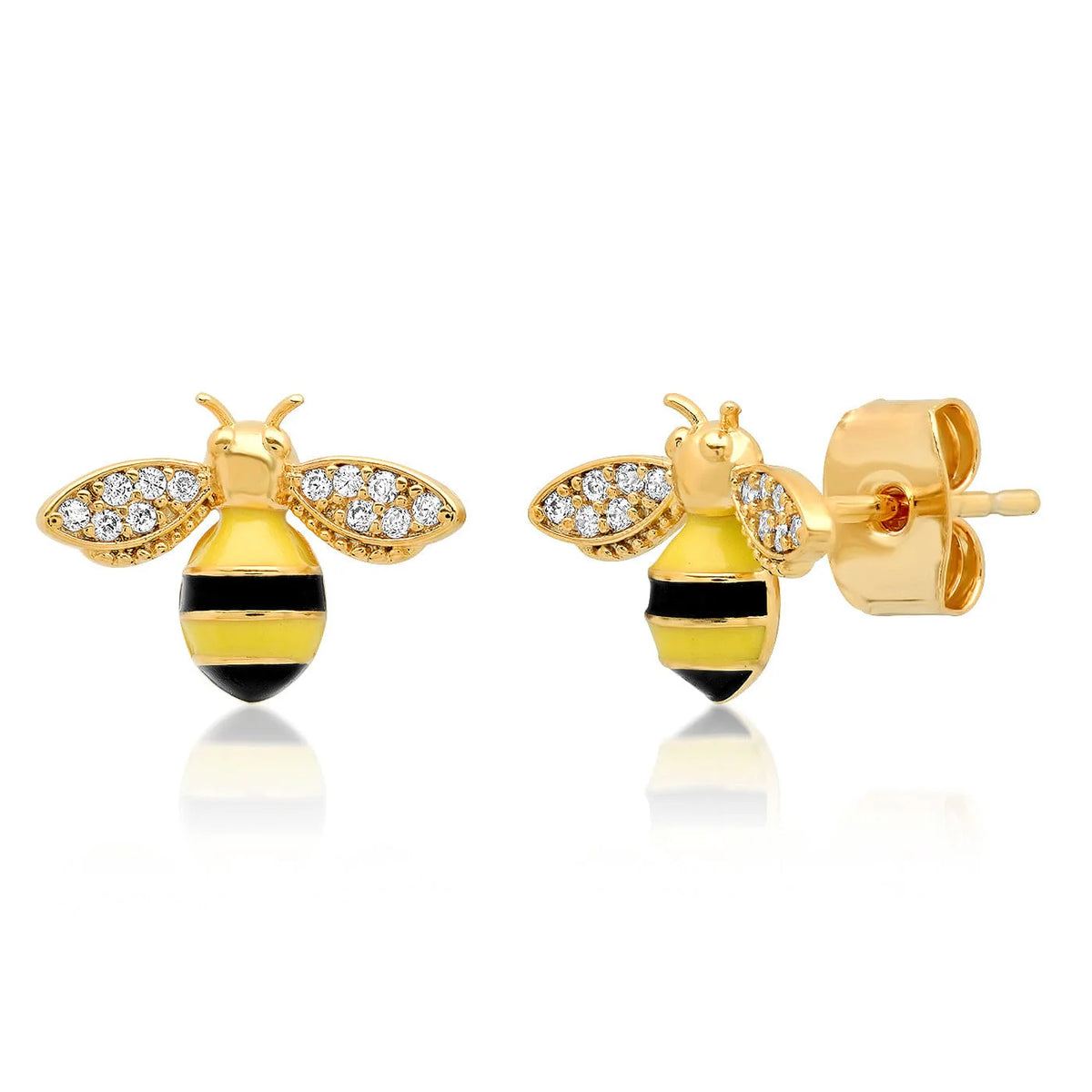 Gold Bee Post Earrings