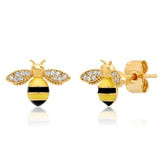 Gold Bee Post Earrings