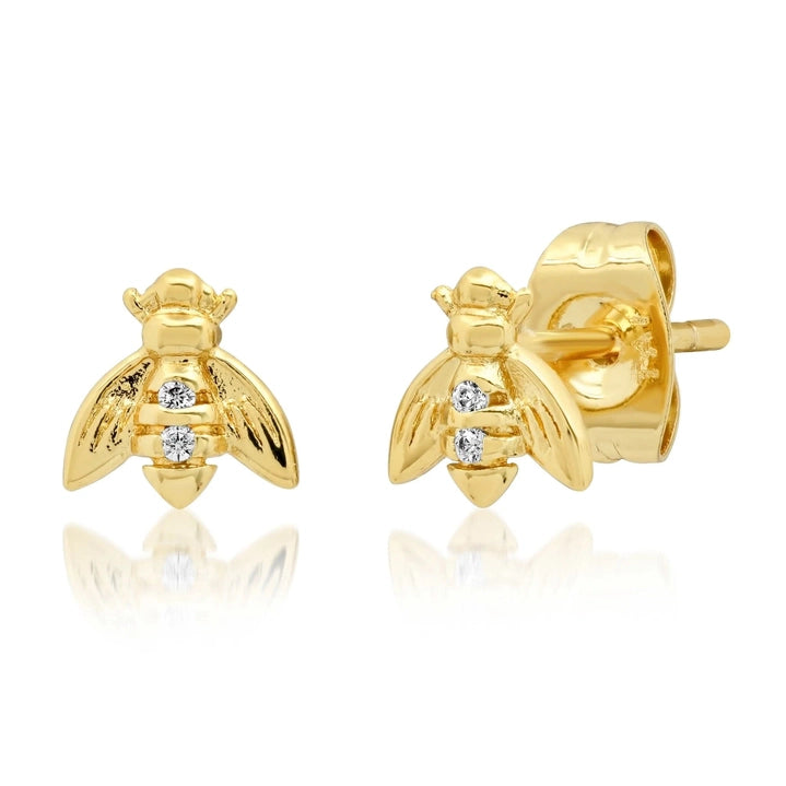 Bee w/CZ Post Earrings
