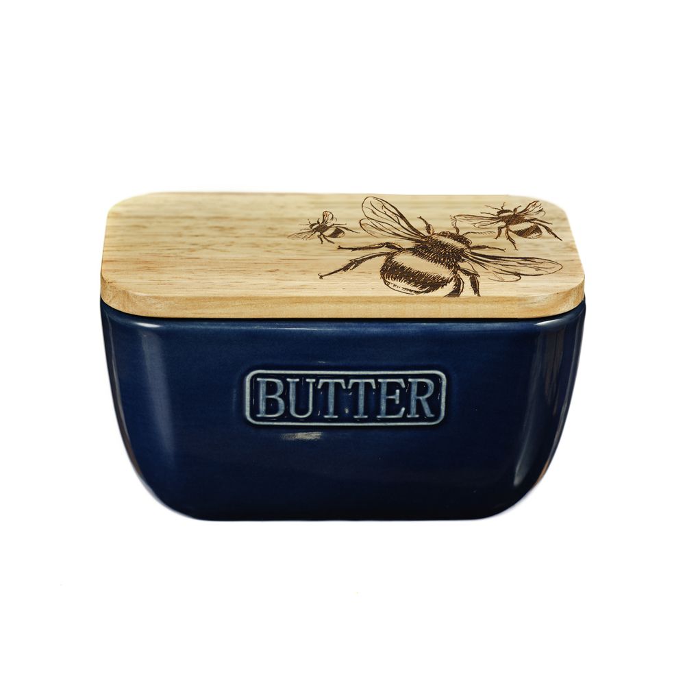 Blue Butter Dish - Bee