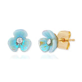 Tiny Iridescent Flower Studs - Blue