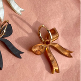 Coquette Bow Hoop Earrings - Brown