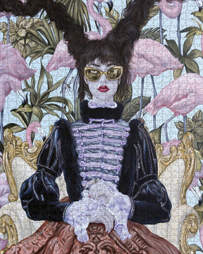Carlos Gamez De Francisco: Girl with Pink Flamingos 1000-Piece Puzzle