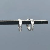 HBE134 | Silver Thin CZ Channel Huggie Earrings