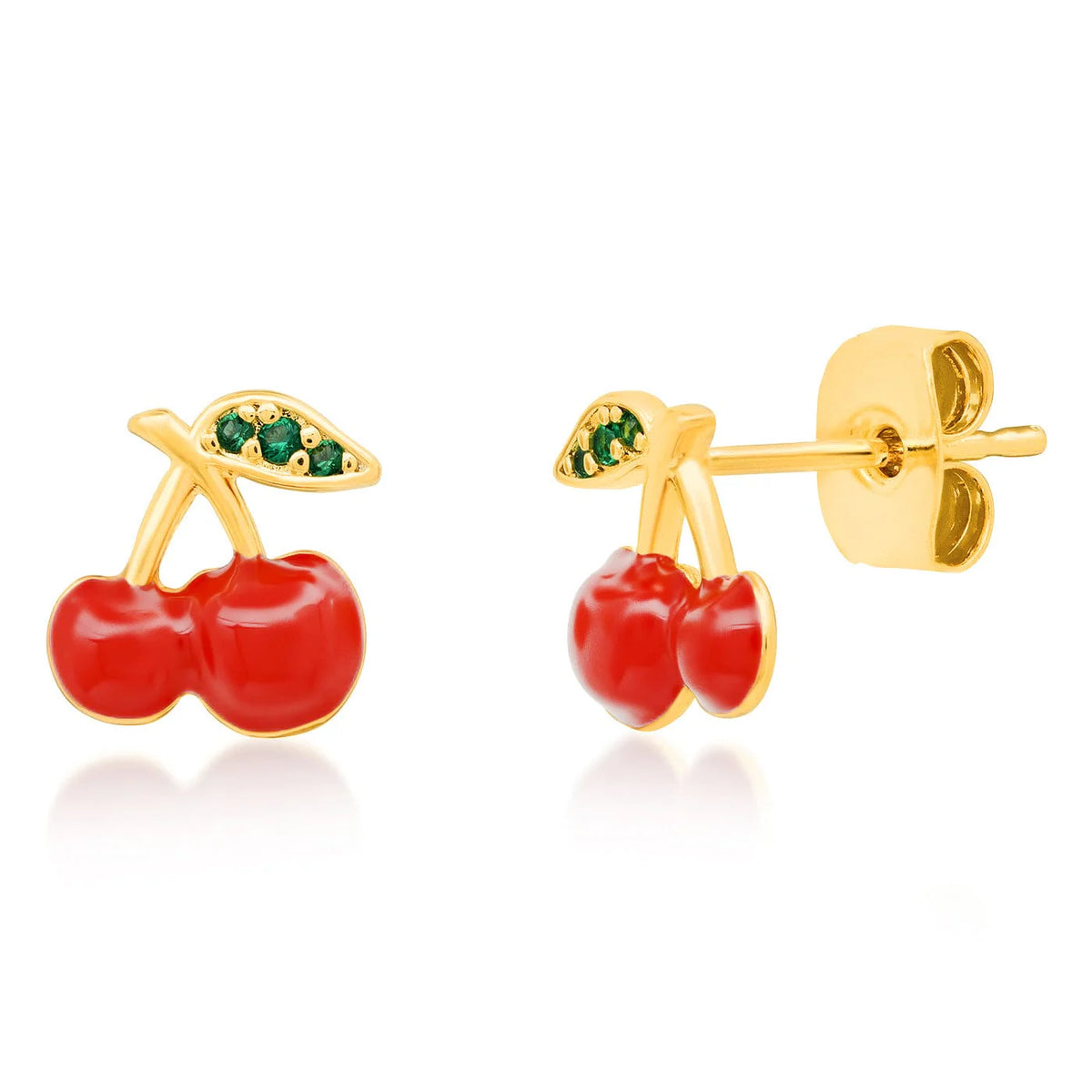 Red Enamel Cherry Post Earrings