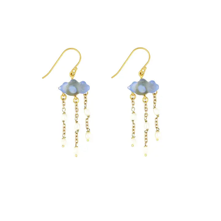 Cloud Wire Earrings w/Pearls