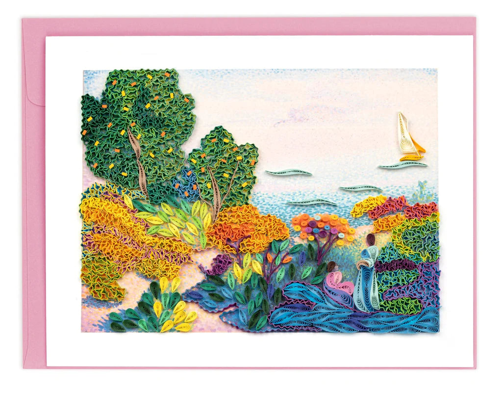 Cross Two Women by the Shore Quilling Greeting Card
