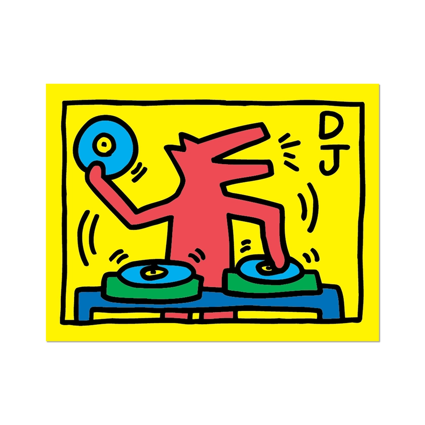 Keith Haring DJ Dog Sticker