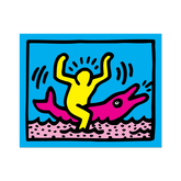 Keith Haring Dolphin Rider Sticker