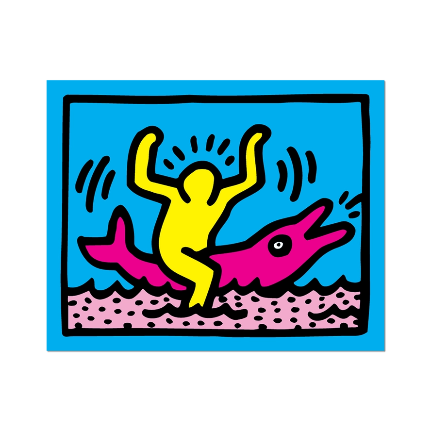 Keith Haring Dolphin Rider Sticker