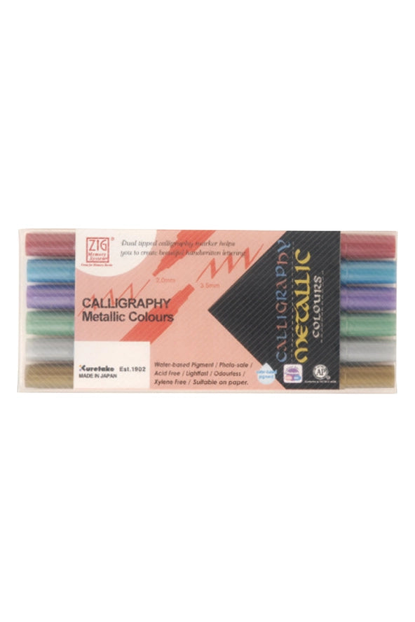 Zig® Calligraphy Dual-Tip Markers 6pk - Metallics