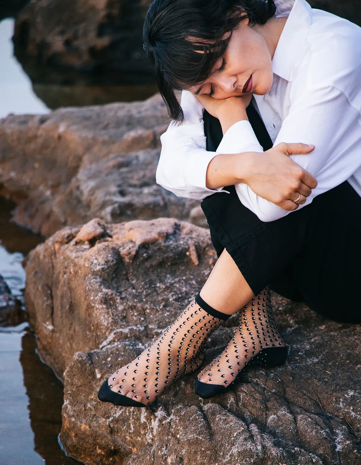 Crescent Dunes Black Socks