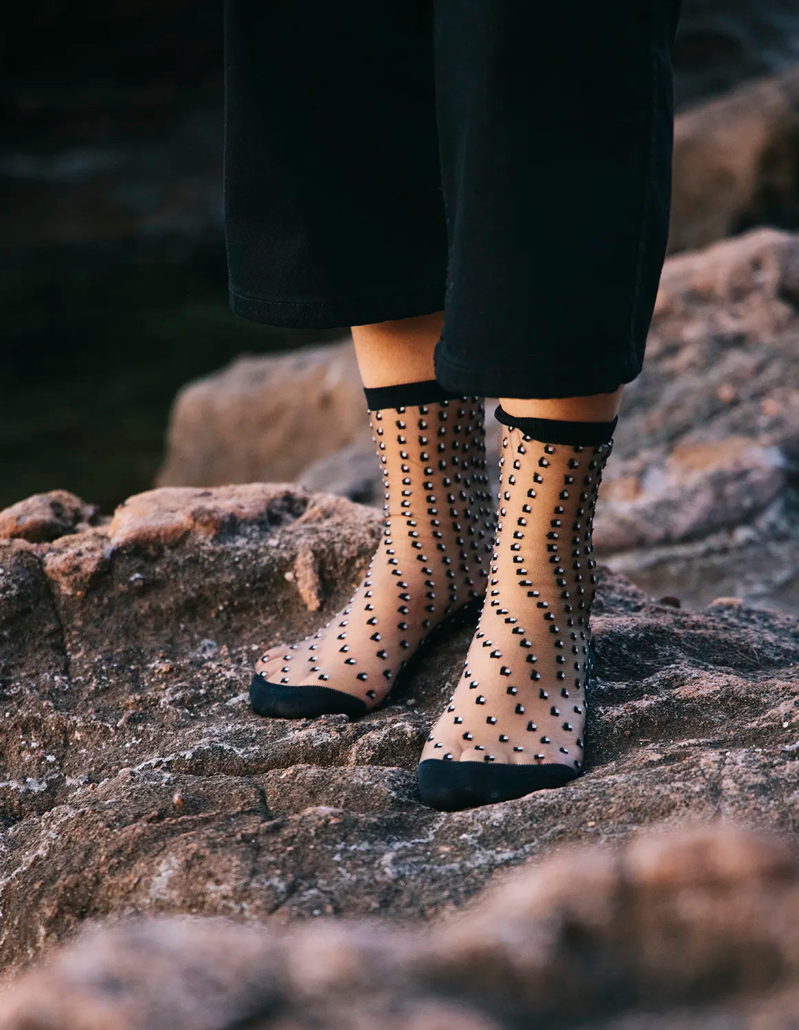 Crescent Dunes Black Socks