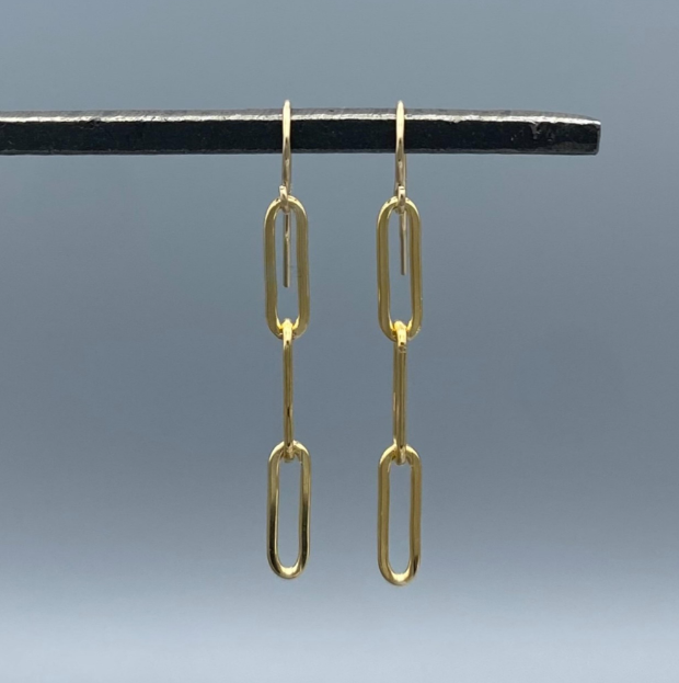 EG329 | Gold Filled Triple Paperclip Dangle Earrings