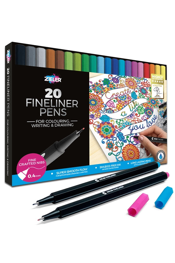 20 Color Fineliner Pen Set