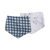 Lulujo Bandana Bibs - Fish & Navy Gingham 2pk