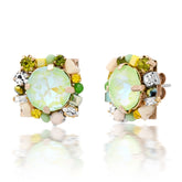 Gemmy Bezel Set Post Earrings - Green