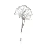 Ginkgo Biloba silver-plated brooch