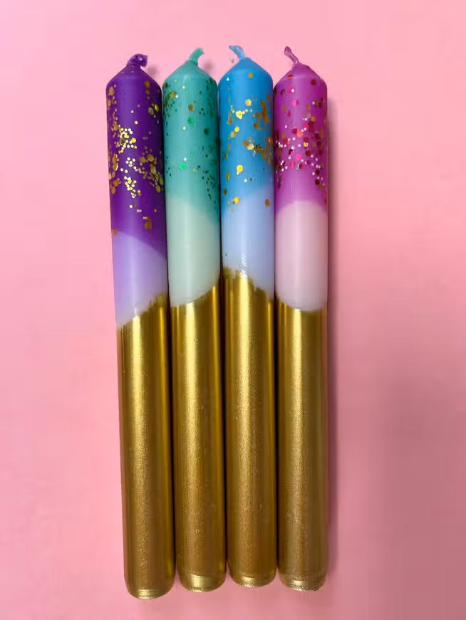 Glitter Mix Dip Dye Candles (set of 4)