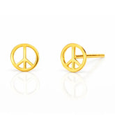 Gold Peace Sign Stud Earrings