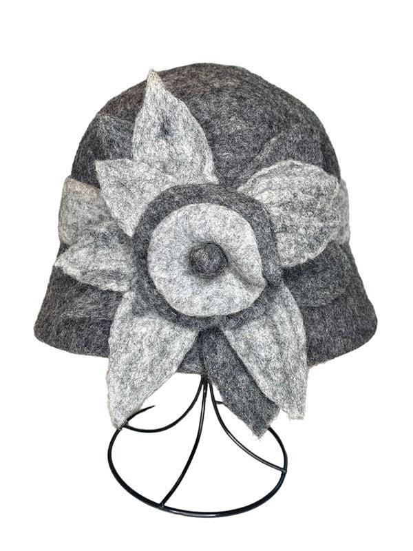 Gray Hat with Gray Belt and Flower
