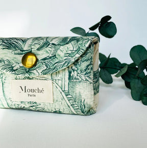 Classic Pouch with 6 Handkerchiefs - Toile de Jouy Green