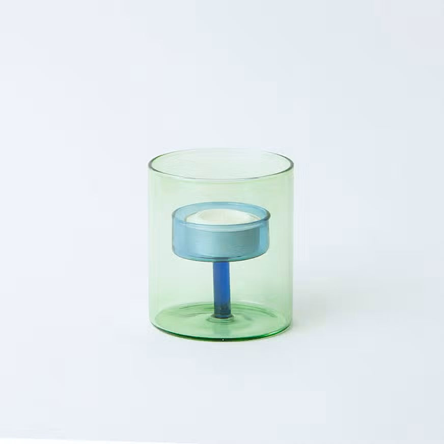 Duo Tone Glass Tea-light Candle Holder