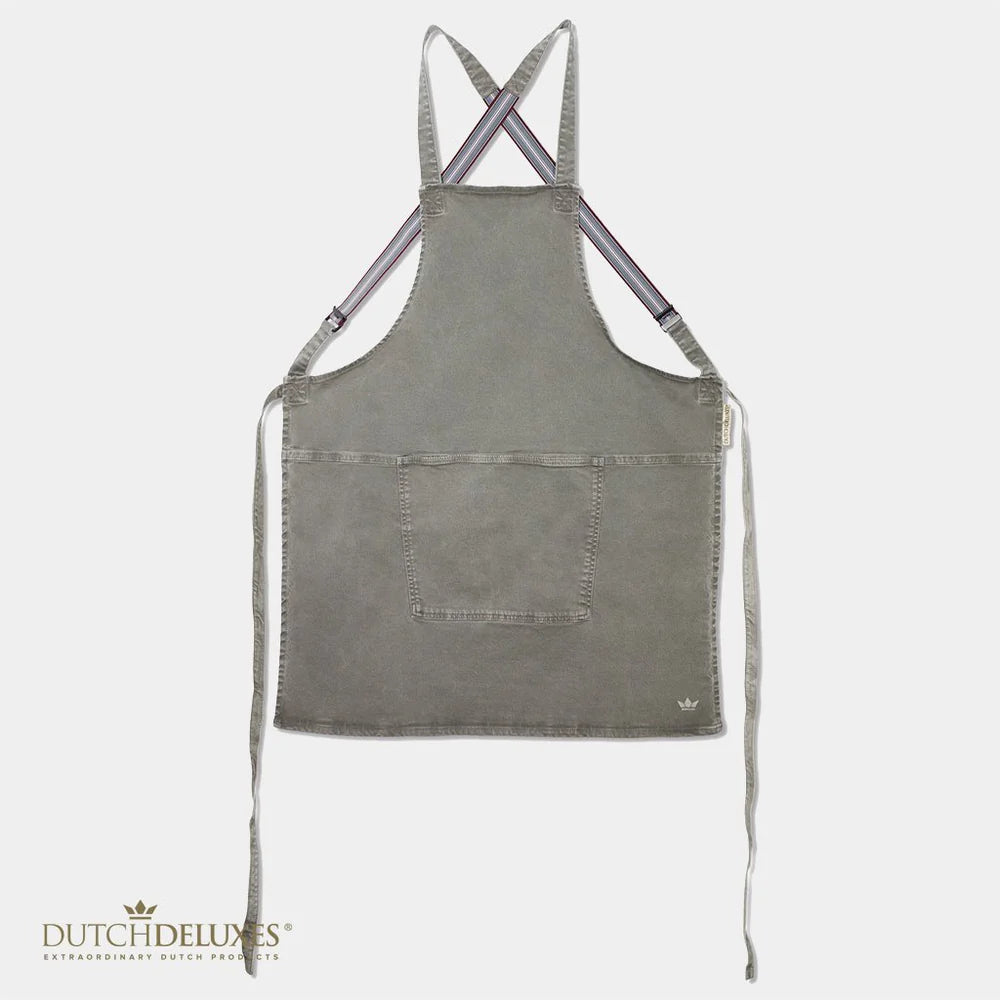 Suspender Apron - Grey-Green Canvas