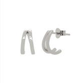 H284 | Silver Twin Huggie Hoop Earrings